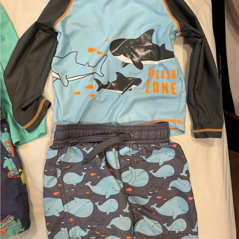 Carter's Kids Swim Rashguards - Teal and Blue - Picture 2 of 3